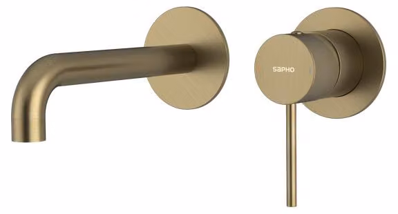 Miscelatore per lavabo Sapho ULTRAMIX a 2 vie, bocca da 20 cm, oro opaco