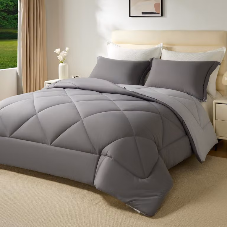 Coperta invernale imbottita in microfibra, dimensioni 240 x 260 cm, con 2 federe da 40 x 80 cm, ideale per le notti fredde