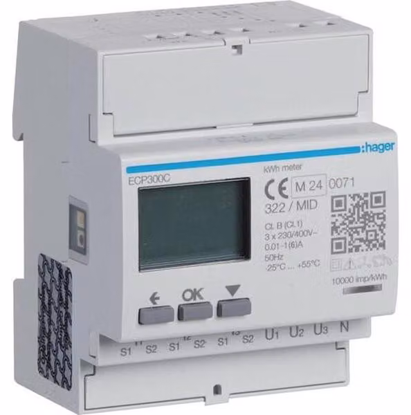 Contatore di energia trifase Hager ECP300C