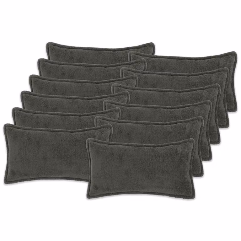 Set di 12 federe vidaXL HOUTEN in tessuto bouclé grigio scuro, L 80 x P 40 cm