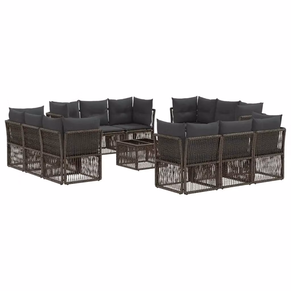 Set Divano da Giardino a L con Poltrona e Tavolino vidaXL, 13 Pezzi, Grigio – 2