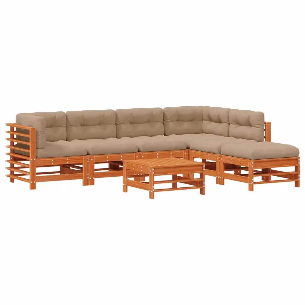 Set Lounge da Giardino vidaXL in Legno di Pino Cerato Marrone con 7 Pezzi e Cuscini Inclusi – 2