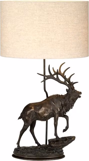 Lampada Da Scrivania Angus Materie Plastiche Bronzo Patinato Tessuto 1 Luce E27