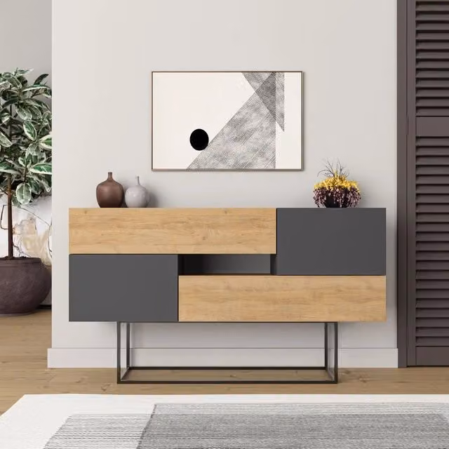 Madia rovere e antracite 82x145x40 cm