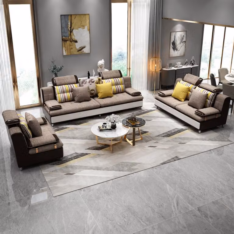 Stoff Textil Sofa Couch Wohnlandschaft Sofagarnitur 3+2+1 Set Design Sofas