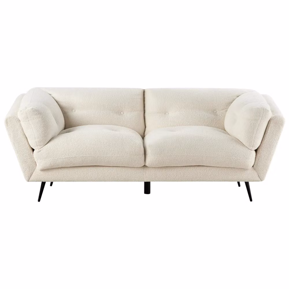Divano Moderno Beliani in Tessuto Bouclé Bianco con Cuscini e Gambe in Metallo L: 210 cm, P: 90 cm, H: 75 cm – 2