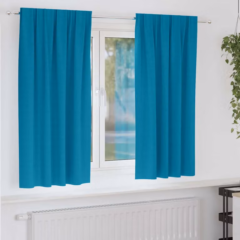 Set di 2 tende blackout vidaXL con anelli in poliestere, colore turchese, H 175 x L 140 cm
