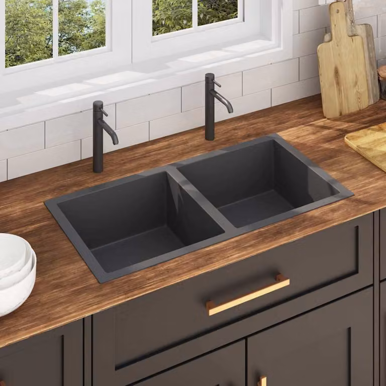 Lavello da cucina vidaXL in acciaio inox nero, L 86,5 cm x P 44 cm x H 20 cm