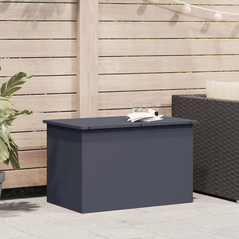 vidaXL Cassa per cuscini da giardino in acciaio zincato antracite L 80 cm x P 50,5 cm x H 50 cm