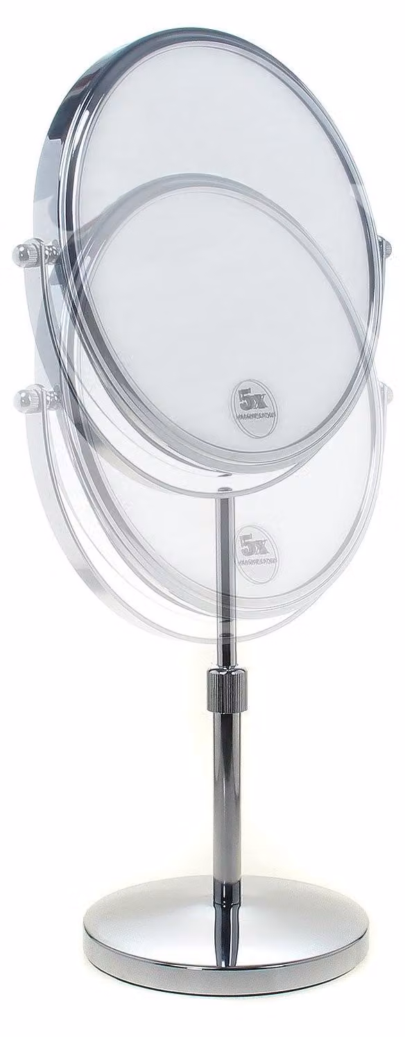 Specchio da trucco con altezza regolabile - Doppio lato - Ingrandimenti 10x/7x/5x - Specchio da tavolo - Specchio da bagno - Base mobile - Specchio ingranditore