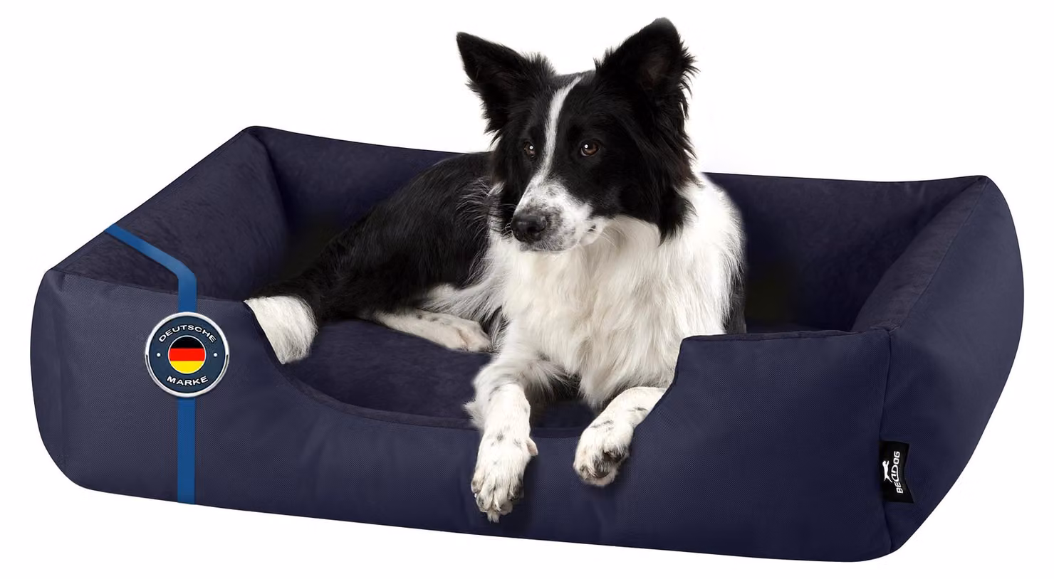 Cuccia per cani BedDog ZARA con rivestimento lavabile, cesto per cani, divanetto per cani, NAVY-BLUE (blu scuro), (L) ca. 80x65x18 cm