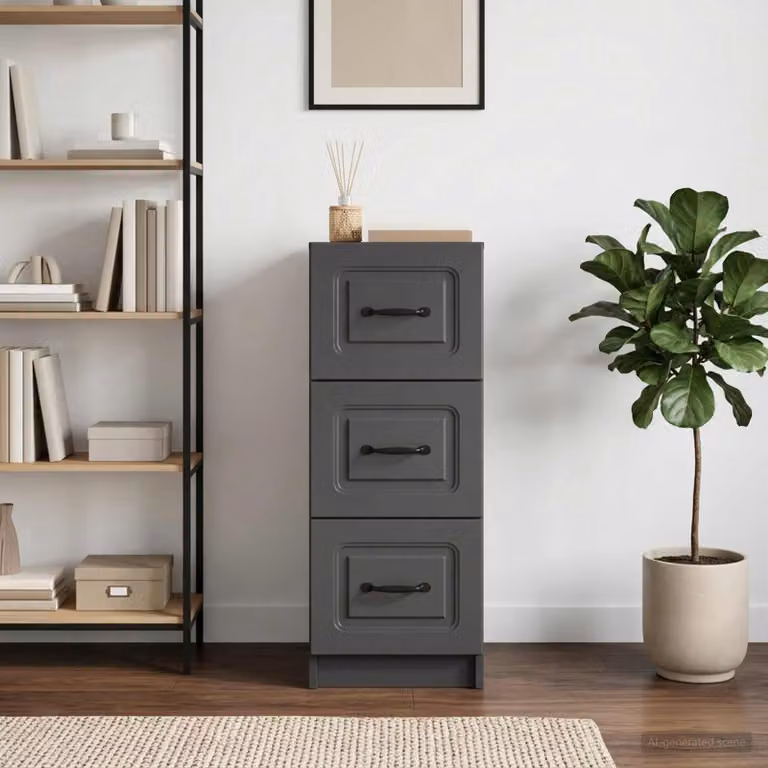 Carrello mobile con cassetti vidaXL in legno ingegnerizzato nero L: 33 cm, P: 34,5 cm, H: 87 cm