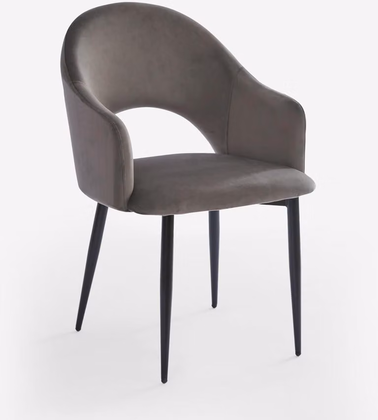 Sedia moderna in velluto con braccioli per sala da pranzo e cucina Rozan - Beige