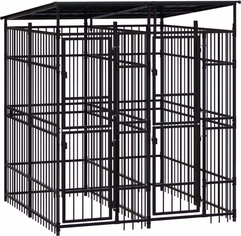 The Living Store Cuccia per cani da esterno con tetto in acciaio 3,69 m²