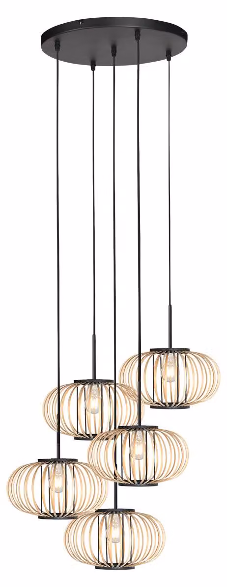 Lampada a sospensione - naturale nero - HaloSwap - bambù metallo - Ø 55cm - E27 - 4523ZW - Steinhauer