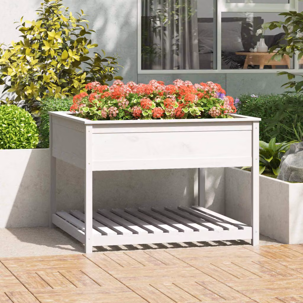 Fioriera rialzata vidaXL in legno di pino bianco L/P/H: 111,5 x 111,5 x 81 cm