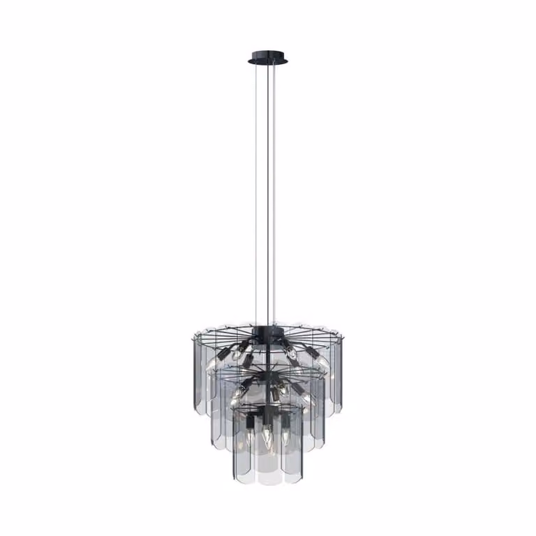 Lampadario NIRA nero cromato 14xE14x40W vetro, dimensioni: 180x56x56 cm, IP20, Zuma Line