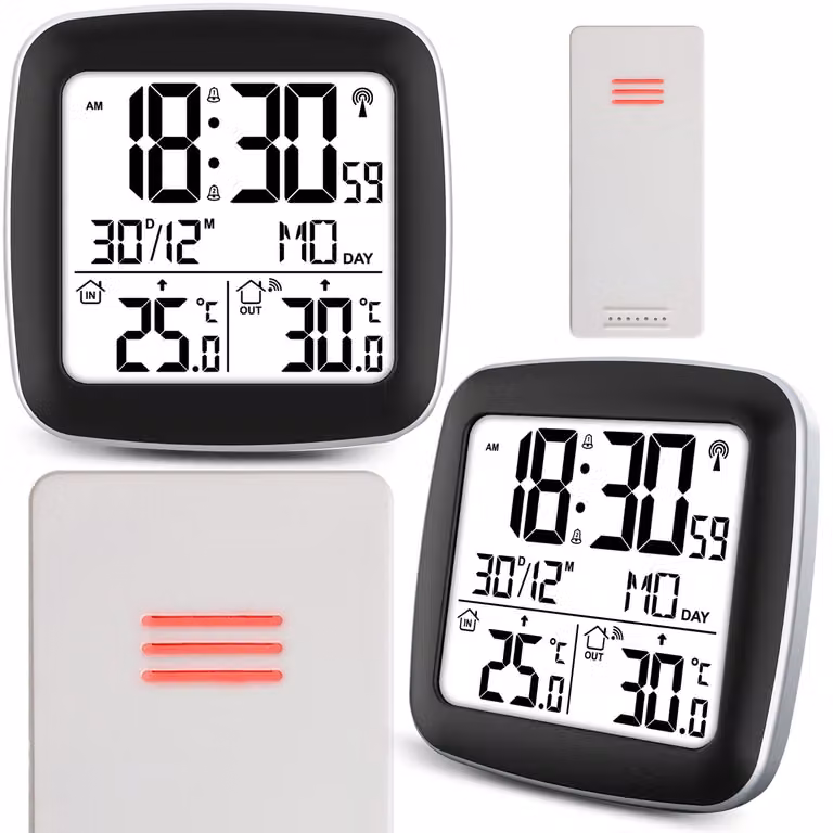 Stazione meteorologica digitale con display termometro sensore da esterno BD-903 Argento