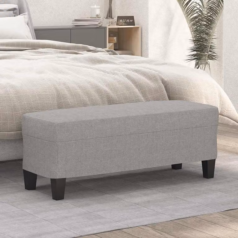 Panca vidaXL in tessuto grigio con struttura in legno per soggiorno o camera da letto L 100 cm x P 35 cm x H 41 cm
