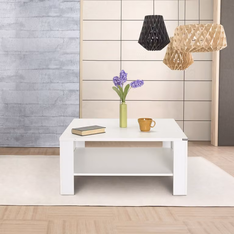 Skye Decor, Shp-690-Dd-1, tavolino, 100 % truciolato rivestito in melamina, bianco, 90 x 90 x 42 cm