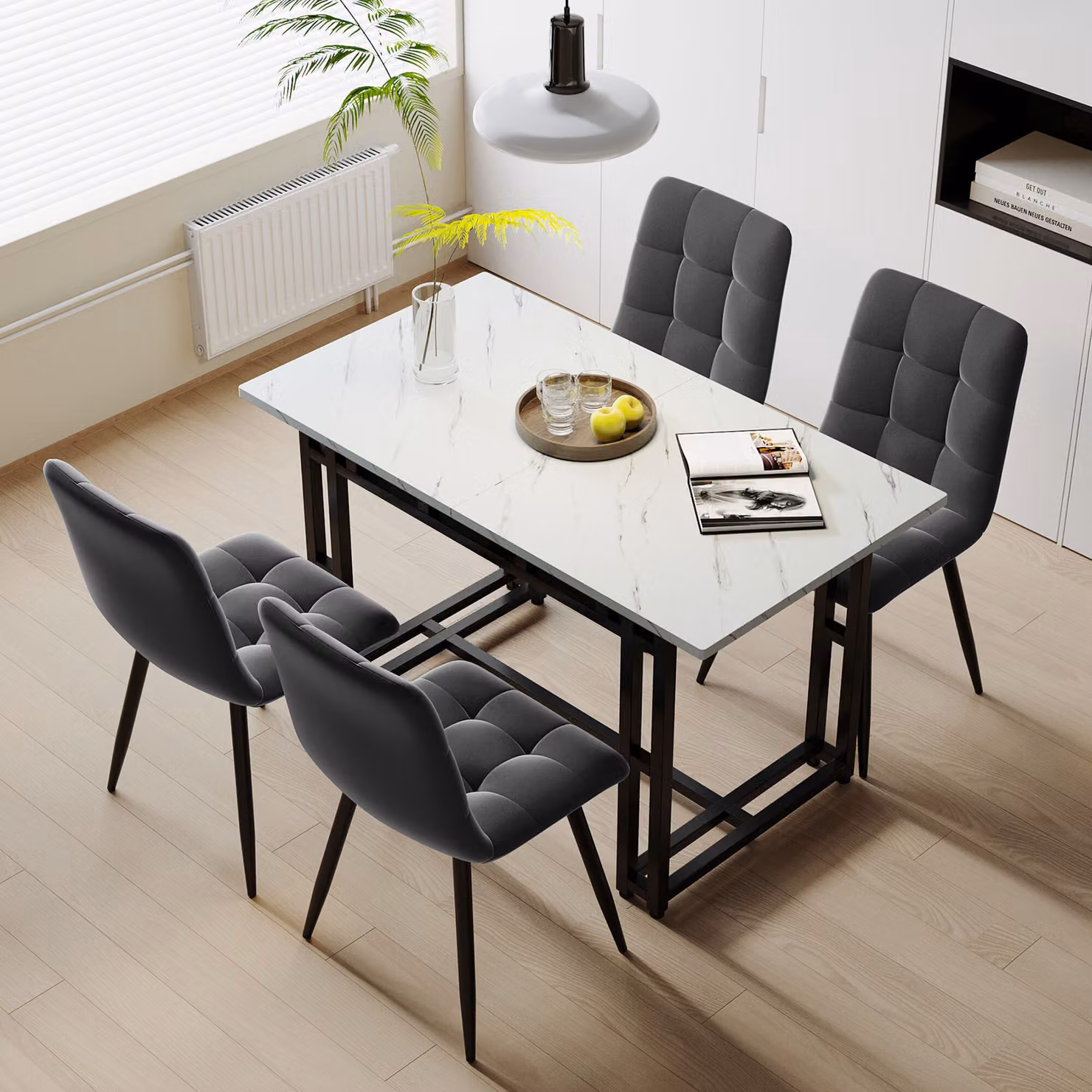 okwish Tavolo da pranzo, semplice Tavolo da cucina, struttura in metallo, rettangolare, moderno, leggero Tavolo da cucina gambe in metallo, sala da pranzo, soggiorno, gambe del tavolo nere, 120 x 70 cm
