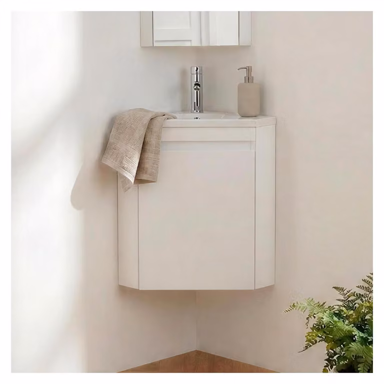 Mobile lavabo LISA angolare sospeso con lavabo in resina