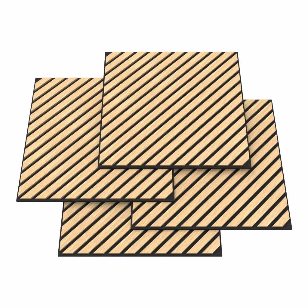 Set di 16 pannelli murali 3D fonoassorbenti NEU.HOLZ con listelli diagonali effetto legno, colore beige e marrone, copertura 5,76 m², dimensioni singolo pannello: 60 x 60 cm – 2