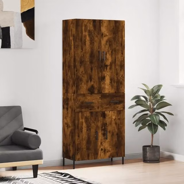 Credenza Rovere Fumo 69,5x34x180 cm in Legno Multistrato 3198158
