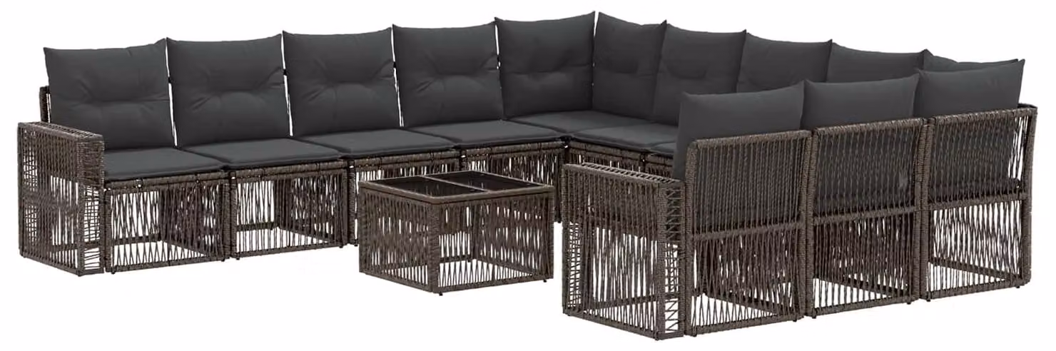 Set Divano da Giardino 12 pcs Grigio e Grigio Scuro polyrattan