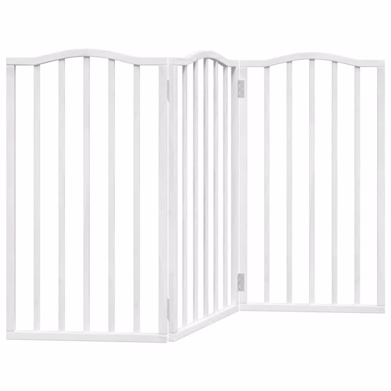 Cancello per Cani Pieghevole 3 Pannelli Bianco 150 cm Pioppo