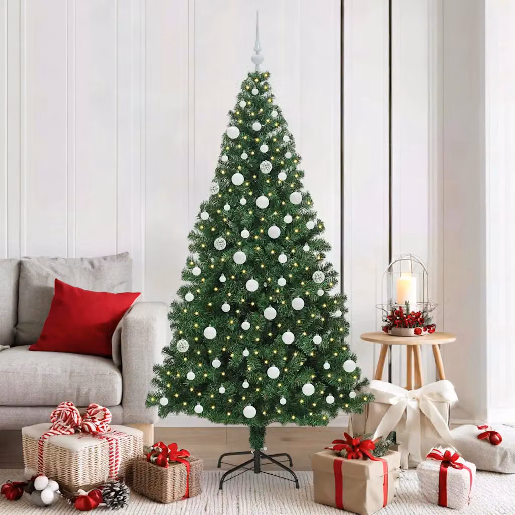 vidaXL Albero di Natale artificiale con 300 LED Verde 180 cm