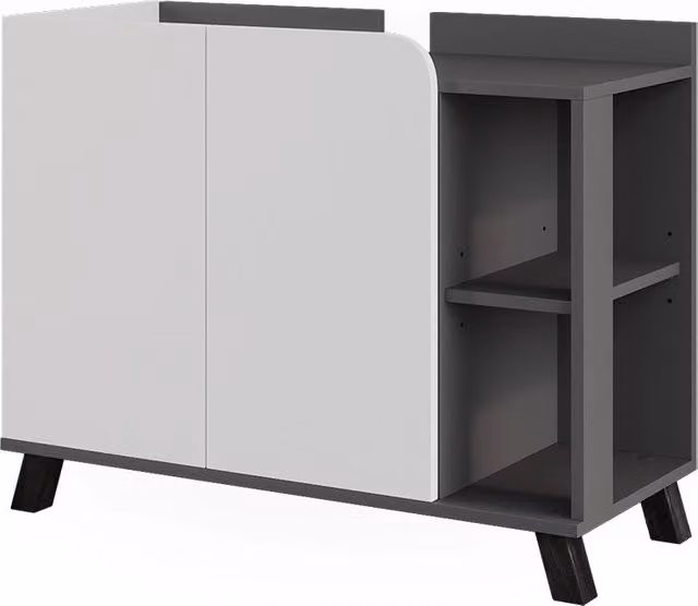 Mobiletto per lavabo Karen Vicco Antracite e Bianco con 2 ante e ripiano aperto L: 80 cm, P: 65 cm