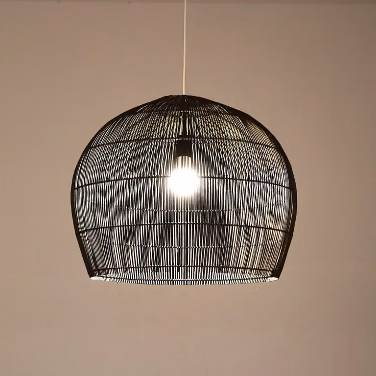 Fine Asianliving Bamboo Hanging Lamp Lampada a sospensione Nero fatto a mano - Felipe D62.5xH51cm Lampada a sospensione Illuminazione Paralume di bambù Tessuto Illuminazione Lampada Rotan