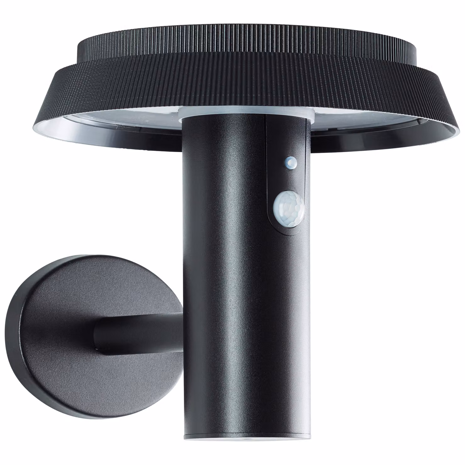 BRILLANTE applique solare nera da esterno ALVERO | incl. rilevatore di movimento | 4W 500lm 3000K | metallo/plastica