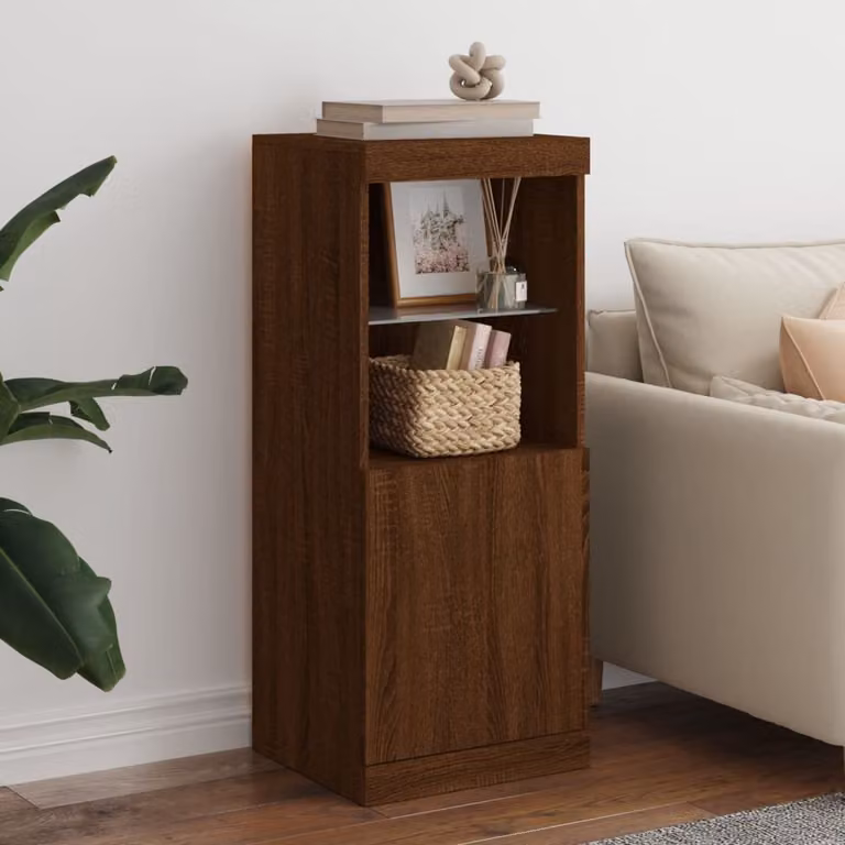 Credenza moderna vidaXL in legno rovere marrone con luci LED integrate L: 41 cm, P: 37 cm, H: 100 cm
