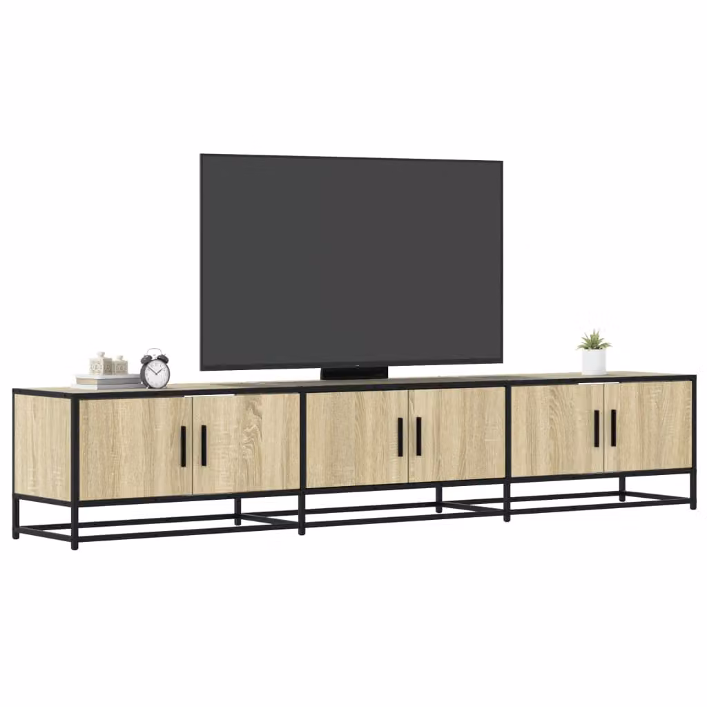 Mobile per TV vidaXL in stile industriale, Rovere Sonoma e metallo, con ruote, L/P/H: 210 x 35 x 41 cm