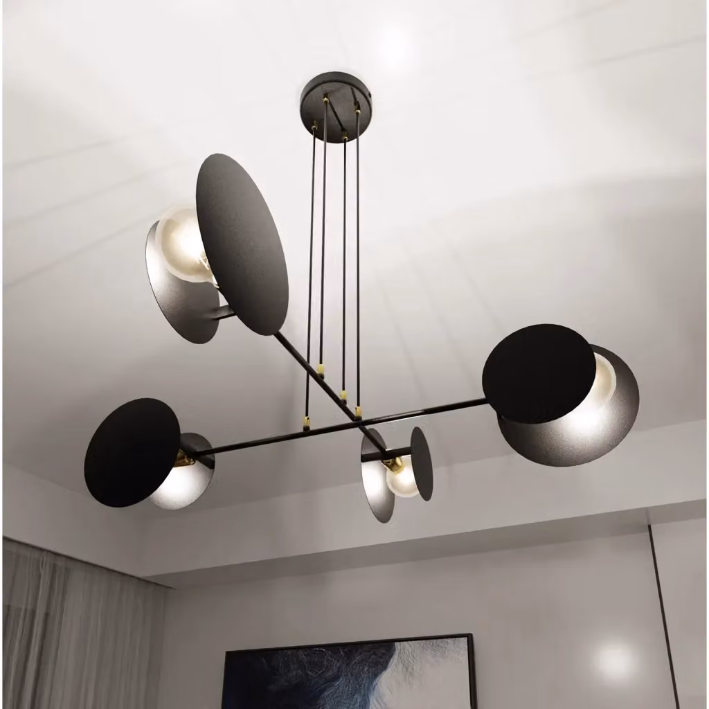 Lampadario Sospeso Moderno Chong in Metallo Nero e Oro/Ottone – 2