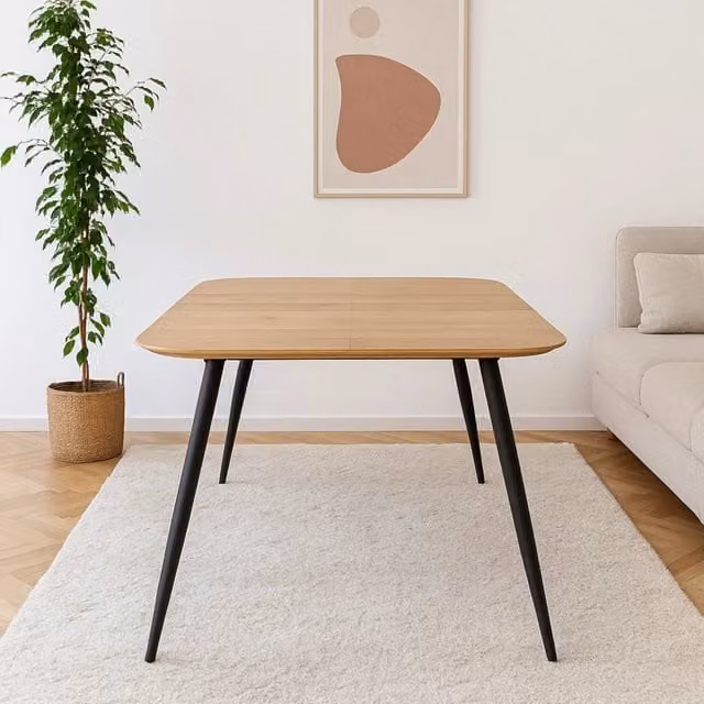 TAVOLO MARBLE ESTENSIBILE TOP ROVERE GAMBE NERE