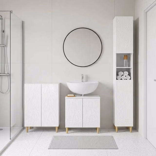 Set di armadietti da bagno in 3 pezzi DELFT Bianco Lucido 3417463