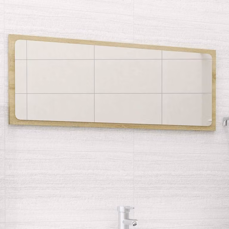 Specchio da bagno moderno vidaXL in legno multistrato Rovere Sonoma, L: 90 cm, P: 1,5 cm, H: 37 cm, marrone