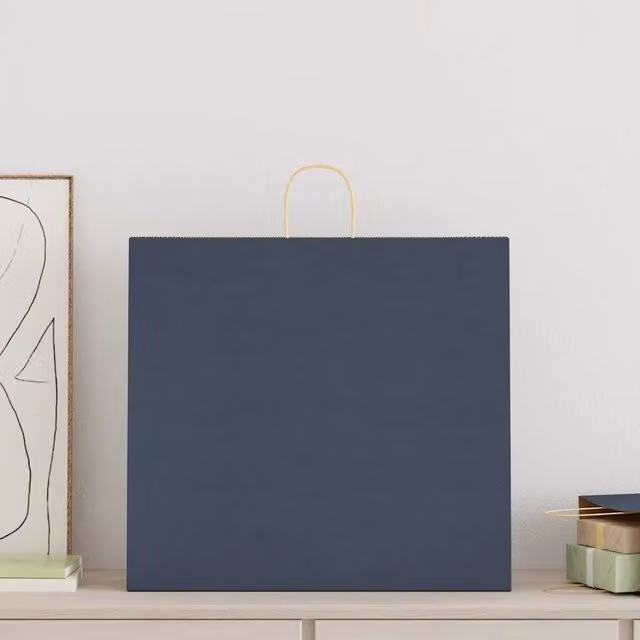 Sacchetti di carta con manici blu e marrone vidaXL, confezione da 250 pezzi, L: 54 cm, P: 15 cm, H: 49 cm