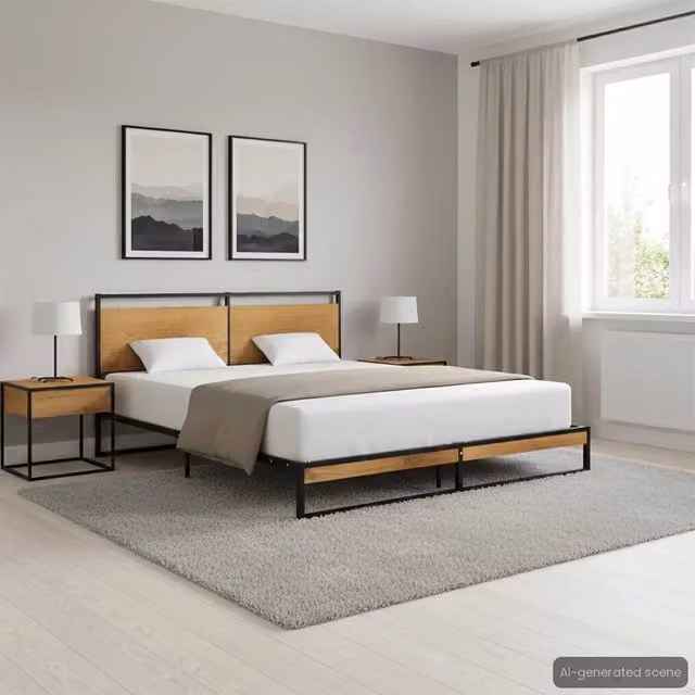 Giroletto in metallo nero vidaXL L/P: 160 x 200 cm – 1