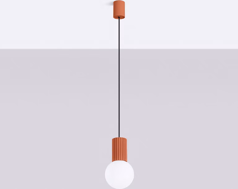 Lampada a sospensione HALO 1 rosso ocra 1xG9 8W alluminio/vetro 120x12x12cm Sollux Lighting