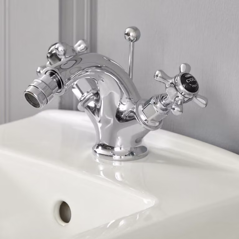 Rubinetto Bidet Monoforo a Croce Cromo/Nero - Stile Tradizionale - Finitura premium