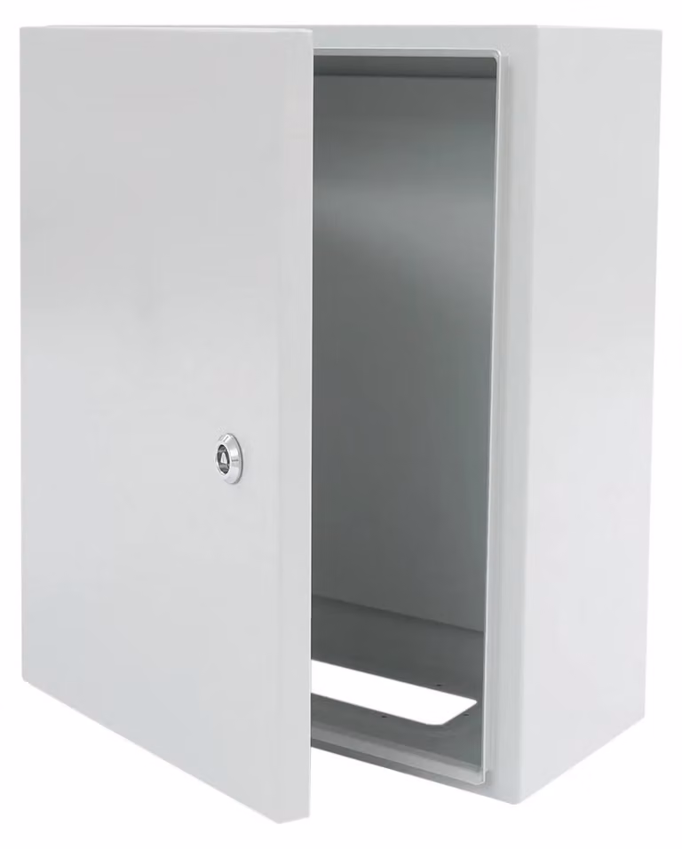 Scatola di derivazione elettrica - Contenitore a parete in acciaio - Grado di protezione IP55 (resistente all'acqua) - Dimensioni 40x20x50 cm - Serratura con chiavi - Colore grigio