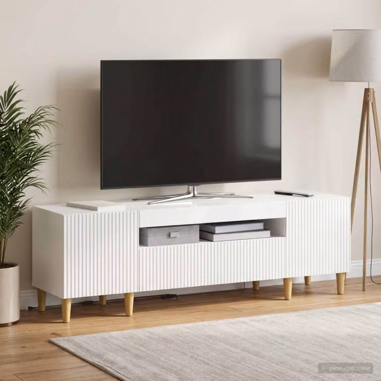 Mobile TV LED vidaXL ARNHEM Bianco Lucido L: 153 cm, P: 35 cm, H: 43 cm