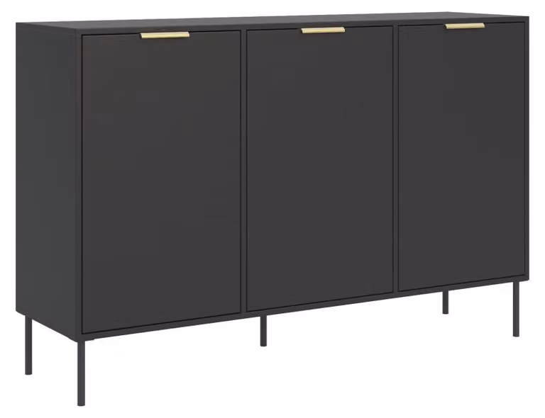 Selsey Vena – Credenza a 3 ante, colore nero, 150 cm
