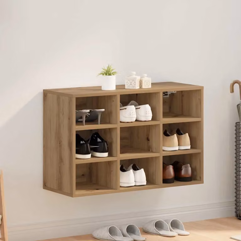 Scarpiera moderna vidaXL in legno marrone con ripiani piatti L: 77,5 cm, P: 30 cm, H: 51 cm