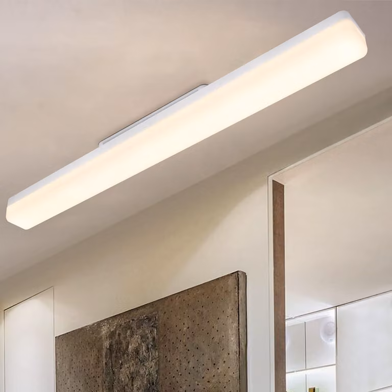 ZMH Plafoniera Illuminazione a LED Plastica bianca IP20 Moderna protezione degli occhi Luce antipolvere sotto il mobile Luce del mobile Garage Laboratorio Studio