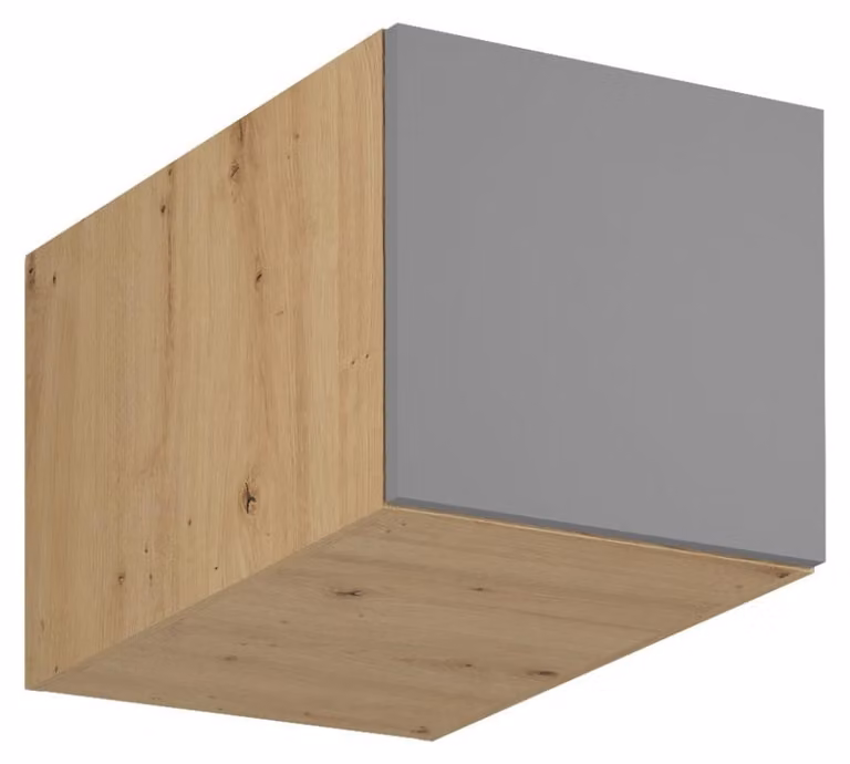 Pensile profondo con ante a battente VALEN - larghezza 40 cm, rovere artigianale / grigio-beige
